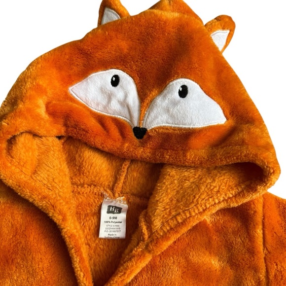 Hudson Baby Plush Orange Fox Bath Robe Fleece Belted Baby Boy Girl 0-9M - Picture 2 of 4